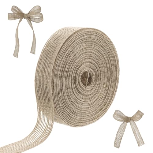 Mynoozi 2 Rollen Juteband, 10m Lang Sackleinen Bänder Geschenkband Naturband Jute Wickelband für Geschenke, Blumensträuße, Weihnachtskränze von Mynoozi