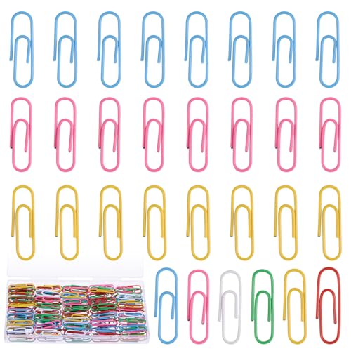Mynoozi 200 Stück Farbige Büroklammern, 28MM/1.1" Briefklammern Bunt Paper Clips, Bürobedarf Büroklammer mit Aufbewahrungsbox für Papierkram, Büros, Schulen und den persönlichen Gebrauch von Mynoozi