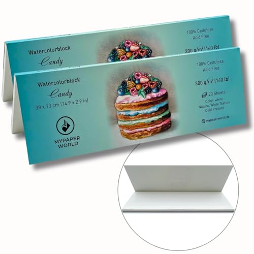 Mypaperworld Aquarell Block 2-er Set 300 g/m², säurefrei, 40 Blatt, 38x13cm Kalt Gepresst- Tiffany Mypaperworld Aquarell Block 2-er Set 300 g/m², säurefrei, 40 Blatt, 38x13cm Kalt Gepresst- Tiffany von Mypaperworld