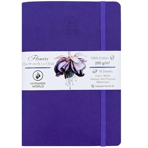 Mypaperworld Aquarell Skizzenbuch 200 g/m² 100% Baumwolle, säurefrei, 18 Blatt, 19x13cm Heiß Gepresst- Violett Mypaperworld Aquarell Skizzenbuch 200 g/m² 100% Baumwolle, säurefrei, 18 Blatt, 19x13cm Heiß Gepresst- Violett von Mypaperworld