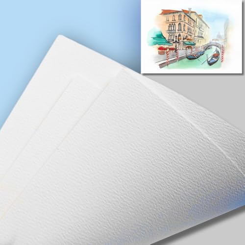 Mypaperworld Aquarellpapier 300g/m2 50% Baumwolle - Aquarellbogen 19 х 13 cm- 20 Blätter Packung- Kaltpress-Malpapier Zeichenpapier Weißpapier von Mypaperworld