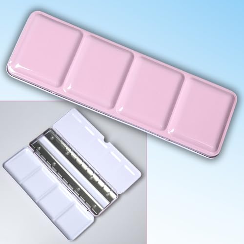 Mypaperworld Leere Aquarell Malkasten für 26 halben Näpfchen - Reise Aquarellmalkasten,mit Metallhalterung und Ring auf dem Rückendeckel (Pastell Rosa M) von Mypaperworld