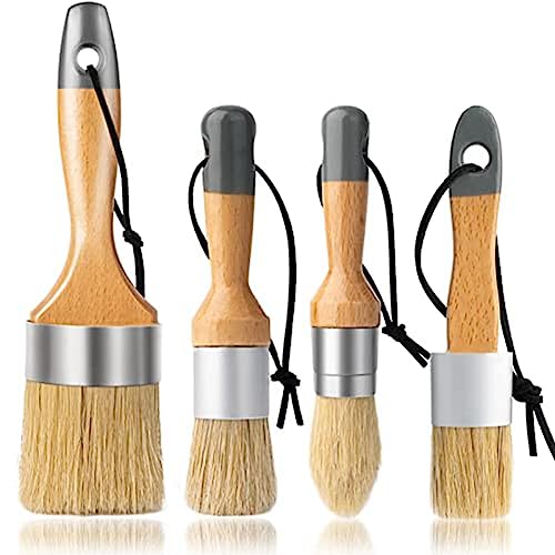 Myqqhbs 4 Stück Kreide- und Wachspinsel für Möbel, Kleiner Runder Ovaler Pinsel mit Naturborsten zum Malen oder Wachsen Myqqhbs 4 Stück Kreide- und Wachspinsel für Möbel, Kleiner Runder Ovaler Pinsel mit Naturborsten zum Malen oder Wachsen von Myqqhbs