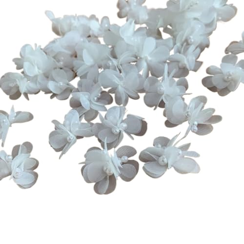 Stickerei-Applikation, Spitzenapplikation, 3D-applizierte Spitzenblumen-Aufnäher, weiß mit Perlen, Perlenspitze, 30 Stück, for Aufnähen von Spitzenapplikationen for Hochzeitskleider (Color : 30pcs 1. von MyrXFb