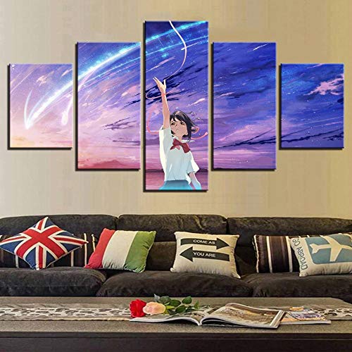 Leinwanddrucke 5 Stück Kunstdruck Wandbild 150×80Cm Your Name Anime Movie Mehrteilig Aufhängen Bilder Für Wohnzimmer Wohnkultur,Hd Gedruckt Rahmen Segeltuch Malerei Leinwanddrucke 5 Stück Kunstdruck Wandbild 150×80Cm Your Name Anime Movie Mehrteilig Aufhängen Bilder Für Wohnzimmer Wohnkultur,Hd Gedruckt Rahmen Segeltuch Malerei von Myrdsio