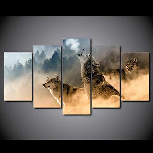 Leinwanddrucke 5 Stück Kunstdruck Wandbild Wolf Wolf Winter Mehrteilig Aufhängen Bilder Für Wohnzimmer Wohnkultur,Hd Gedruckt Rahmen Segeltuch Malerei Leinwanddrucke 5 Stück Kunstdruck Wandbild Wolf Wolf Winter Mehrteilig Aufhängen Bilder Für Wohnzimmer Wohnkultur,Hd Gedruckt Rahmen Segeltuch Malerei von Myrdsio