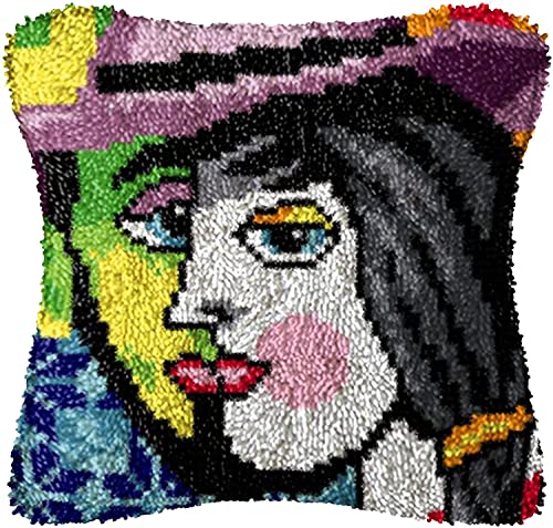 ROCKY&CHAO Myriad Choices Knüpfteppich Zum Selber Knüpf-Sets mit Kissen knüpfen 43x43cm Kissenbezug für Erwachsene und Kinder Latch Hook Kit Heimaccessoire, Wandkunst von ROCKY&CHAO