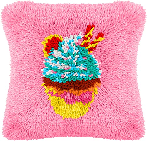 ROCKY&CHAO Knüpfhaken-Set, DIY-Kissenbezug, Häkelhandwerk für Anfänger, Kinder und Erwachsene, handgefertigt, Heimdekoration, Festival, Geburtstagsgeschenk, Eiscreme, 43,2 x 43,2 cm ROCKY&CHAO Knüpfhaken-Set, DIY-Kissenbezug, Häkelhandwerk für Anfänger, Kinder und Erwachsene, handgefertigt, Heimdekoration, Festival, Geburtstagsgeschenk, Eiscreme, 43,2 x 43,2 cm von ROCKY&CHAO