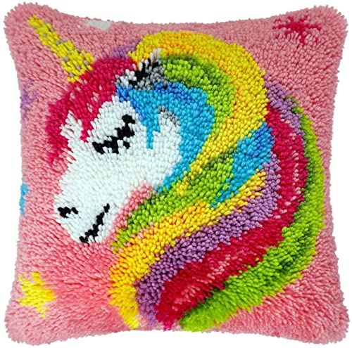 ROCKY&CHAO Myriad Choices Knüpfteppich Zum Selber Knüpf-Sets mit Kissen knüpfen 43x43cm Kissenbezug für Erwachsene und Kinder Latch Hook Kit Heimaccessoire, Wandkunst von ROCKY&CHAO