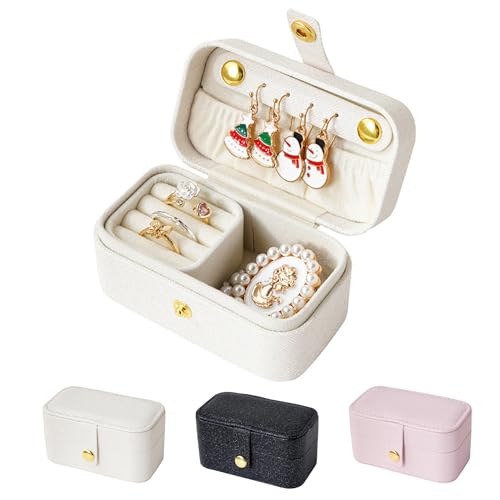 Myrnaist Reise Schmuckkästchen Klein für Damen Travel Schmuckaufbewahrung für Ohrring Ringe Halsketten Armbänder Schmuckschatulle Schmuck Organizer Geburtstagsgeschenke für Frauen Mädchen, Weiß Myrnaist Reise Schmuckkästchen Klein für Damen Travel Schmuckaufbewahrung für Ohrring Ringe Halsketten Armbänder Schmuckschatulle Schmuck Organizer Geburtstagsgeschenke für Frauen Mädchen, Weiß von Myrnaist
