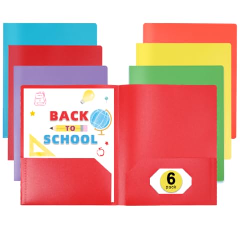 6 Stück Ordner mit Taschen, Kunststoffordner mit Tasche, robuste Aktenordner mit extra Etiketten, Schule, Geschäft, Büro, Abheftbedarf, buntes Taschenzubehör für Zuhause, Schule, Büro von MystiCharm