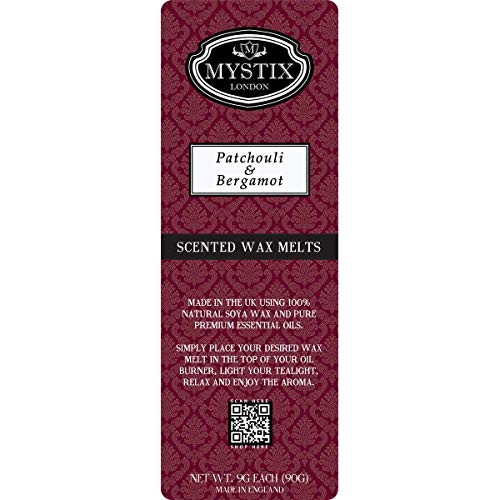 Mystix London | Patchouli & Bergamotte - Wax Melts Clamshell 90g (10 Würfel) | 100% natürliches Sojawachs | langanhaltender Duft für Aromatherapie & beruhigende Atmosphäre von Mystix