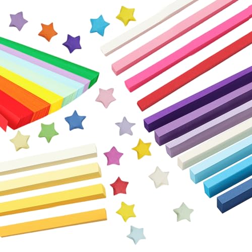 MytaYt 2160 Blatt Regenbogenfarbe Farbverlauf Origami Sterne Papier Papierstreifen Doppel Seitige Glücksstern Papierstreifen Hochwertiges Streifen Papierstreifen Sterne Origamipapier für DIY Handwerk von MytaYt
