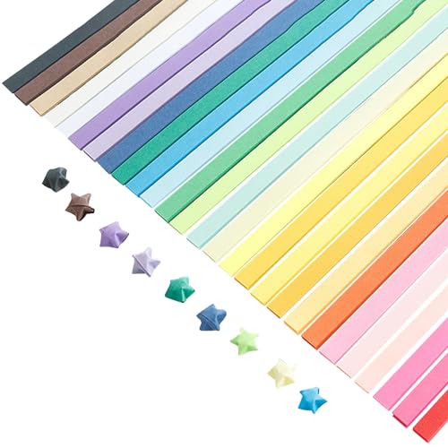 MytaYt 2160 Stück Origami Sterne Papier Papierstreifen 27 Farben Origami Sterne Papierstreifen Doppelseitige Origami Star Paper Strips Glücksstern Stern Papierstreifen, für DIY, Dekoration, Geschenk von MytaYt