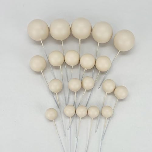Tortendeko Kugeln | Mini Bälle Tortendeko Ballon | Kuchen Ball Topper | Deko Schaum Ball | Bälle Cake Topper 20 stück (Beige) von Mytortenland