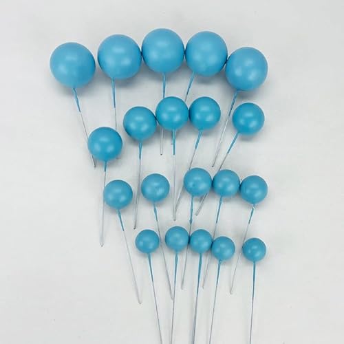 Tortendeko Kugeln | Mini Bälle Tortendeko Ballon | Kuchen Ball Topper | Deko Schaum Ball | Bälle Cake Topper 20 stück (Blau) von Mytortenland