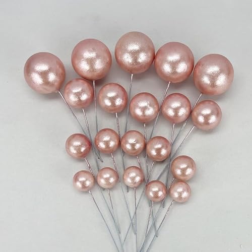 Tortendeko Kugeln | Mini Bälle Tortendeko Ballon | Kuchen Ball Topper | Deko Schaum Ball | Bälle Cake Topper 20 stück (Metallic Rosa) von Mytortenland