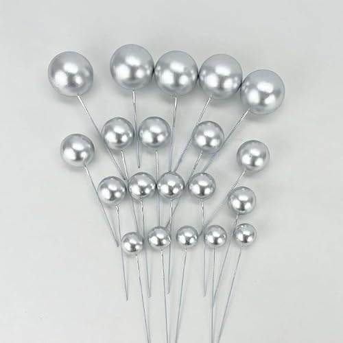 Tortendeko Kugeln | Mini Bälle Tortendeko Ballon | Kuchen Ball Topper | Deko Schaum Ball | Bälle Cake Topper 20 stück (Silber) von Mytortenland