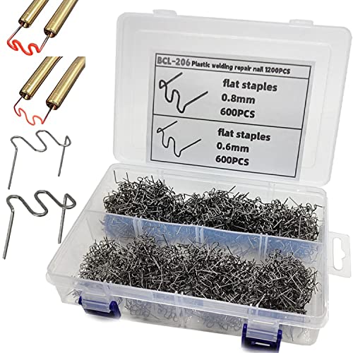 1200pcsHeiße Heftklammern Mit Box,0.6mm/0.8mm Wellenform plastic welding gun Heiße Heftklammern,kunststoff reparaturset Heiße Heftklammern, für Autostoßstange Rissreparatur Heißklammern von Mytovosn
