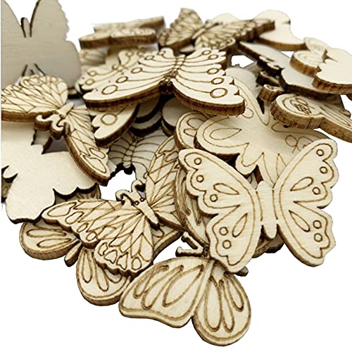 NA 100 Stücke Holz Schmetterlinge, DIY Scheiben Schmetterling, Schmetterling Holzscheiben, Holzdeko Schmetterlinge, für Tischdeko, Ostern von N\A