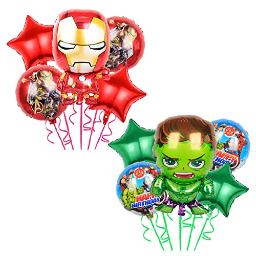 10pcs Superheld Luftballons ZHUYUN-Avengers iron Man Geburtstagsparty Supplies Birthday Party Dekorations für Kinder Ballon Geburtstags Deko Aluminiumfolie, Geburtstag, Dekoration von N\A