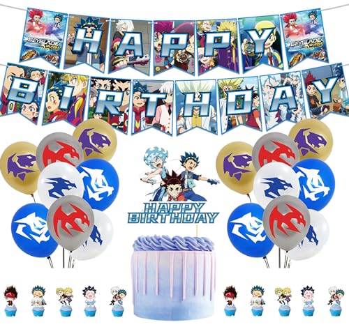 46 Stück Beyblade Party Accessory,Beyblade Themed Birthday Party Set,Beyblade Party Dekoration,Beyblade Geburtstag Party Dekoration Banner,Partyzubehör Latexballon Für Beyblade Themed Birthday Party. von N\\A