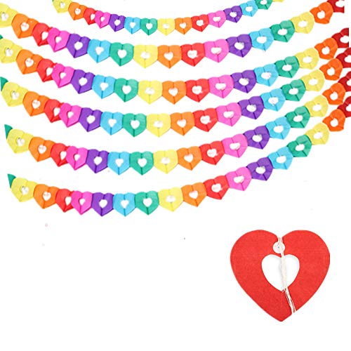 6 Stück herzförmige Girlande Regenbogen Seidenpapier Herz Banner Herz hängende Dekoration für Hochzeit Geburtstag Party Babyparty von N\A