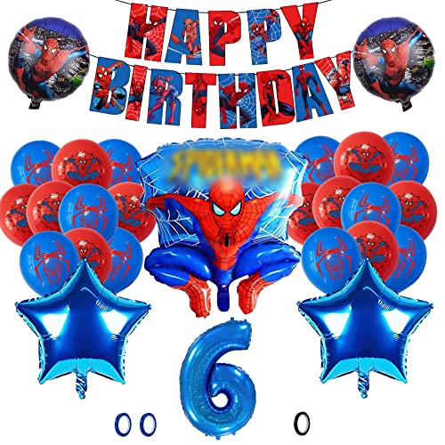 Spiderma Geburtstagsdeko Jungen 6 Jahre,Spiderma Kindergeburtstag Deko 6 Jahre,Luftballon 6 Geburtstag,Eburtstag Balons Deko,Luftballon Dekoration zum Kindergeburtstag von N\\A