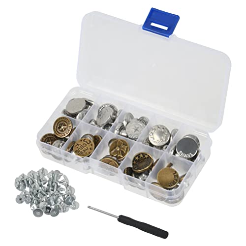 50 Stück Knöpfe Hosen Enger Machen - Hosenknöpfe zum Stecken und Schrauben - Jeansknöpfe ohne Nähen (17mm) von N\A