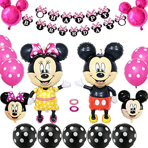 Minnie Mouse Deko Set,Minnie Mouse Geburtstagsdeko,Mickey Minnie Partydekorationen Birthday Party,Mickey Party Supplies für Themenparty Kindergeburtstag Deko,Mickey Minnie Mouse Luftballons. von N\\A