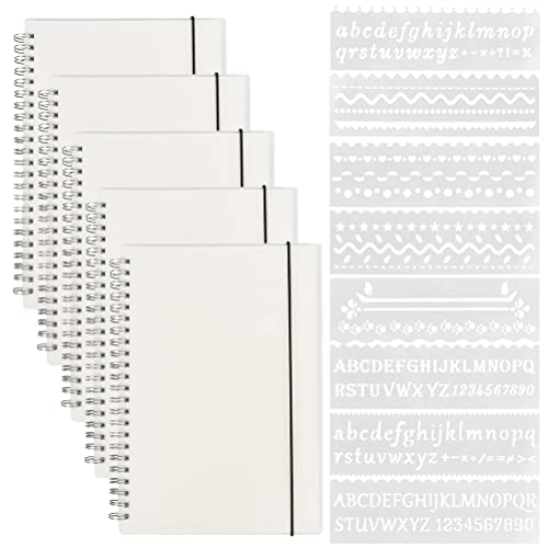 NA 5 Stück A5 Spiral Notizblock Punktraster Notizbuch Gepunktetes Dotted Bullet Grid Notebook mit 8 DIY Vorlagen, Dickes Papier 120 g/m² (21,4 * 14,8 cm) von N\A