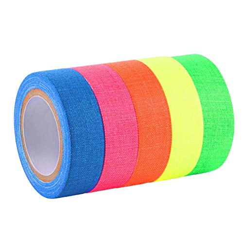 NA 6Stück Fluorescent Tape, Neon Klebeband, Fluoreszierend Gewebeband, 5m x 1.5cm, Tape Neon Fluoreszierend Klebeband in 6 Neonfarben von Mnixy