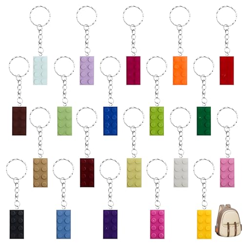 Brick Keychain,20 Pcs Brick Keyrings, Bausteine Schlüsselanhänger,Brick Keyrings aus Kunststoff,für Geburtstag, Party Bag Fillings, Belohnungen, Party Supplies, Dekoration Geschenke,20 Farben von Vulevirtue