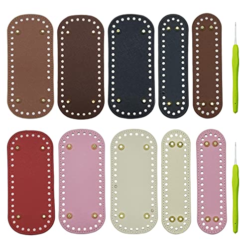 NA Yayatty 10 Pcs PU Leather Bag Bottom Oval Knitting Crochet Bags Bottom Shaper with Holes for DIY Handbag Shoulder Bags Purse Making Supplies von N\A