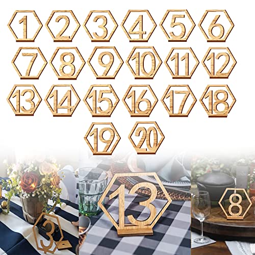 Bogoro Qazuwa Holztischnummern,1-20 Sechseck Form Holz Tischnummern, Holz Tischnummern Mit Halter, Sechseckige Form,für Hochzeiten Partys Veranstaltungen Oder Catering Dekoration Bogoro Qazuwa Holztischnummern,1-20 Sechseck Form Holz Tischnummern, Holz Tischnummern Mit Halter, Sechseckige Form,für Hochzeiten Partys Veranstaltungen Oder Catering Dekoration von Bogoro