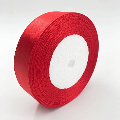Satinband, 12 mm breit, 36 yard, 1 Rolle, Polyester, Rot, 25 mm von N\A