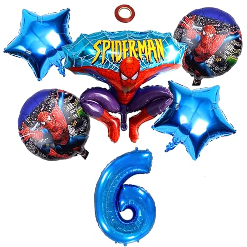 Spiderma Geburtstagsdeko 6 Jahr Junge,Spiderma Kindergeburtstag Party Deko 6 Jahre,Spiderma Luftballons Geburtstagsdeko Set,Folienballon Deko,Luftballons Party Dekoration Mädchen Junge von N\\A