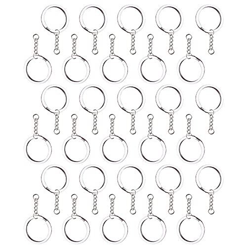 Split-Schlüsselanhänger mit Kette und Sprungringen, Metallringe mit offenen Binderingen, rund, Schlüsselring-Set, Silber für Schlüsselbund und Kunsthandwerk von N\\A