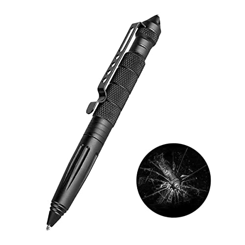 Tactical Pen Outdoor Selbstverteidigungstool, Schwarzer Kugelschreiber, Notglasbrecher, Multifunktionales Survival-Tool für Schreiben, Emergent Tool und Geschenk Schwarz von N\B