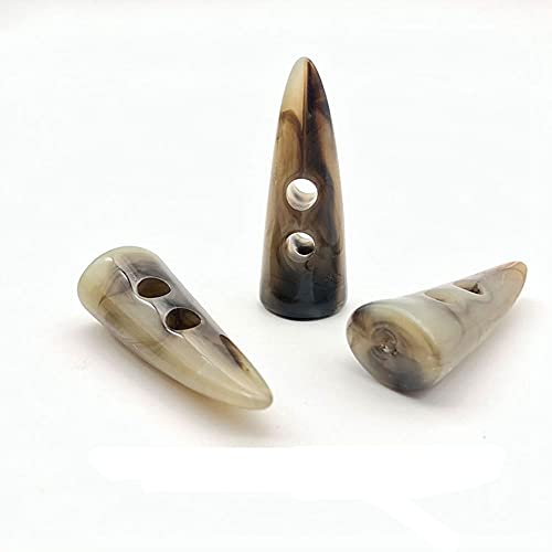 NC 24Pcs 4.8cm Harz Horn Knebel Mantel Knöpfe Zwei Löcher Horn Zahn Form Harz Knöpfe Nähen Handwerk DIY Zubehör für Strickwaren, Windjacke, Wattierte Jacke, Daunenjacke, Wollmantel von NC