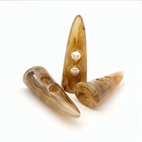 NC 24Pcs 4.8cm Harz Horn Knebel Mantel Knöpfe Zwei Löcher Horn Zahn Form Harz Knöpfe Nähen Handwerk DIY Zubehör für Strickwaren, Windjacke, Wattierte Jacke, Daunenjacke, Wollmantel von N\C