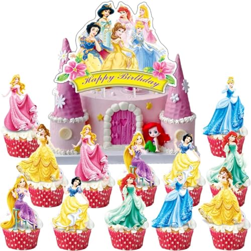 Cake Toppers 25 Stück Prinzessinnen-Kuchendekoration für Kinder, Prinen-Thema für Kinder, Priess Theme Party Birthday Party Cake Decoration Supplies von N//C