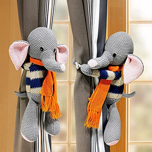 2 Stück Cartoon-Vorhangschnalle, Raffhalter mit Tierriemen, Vorhanghaken, Clip, Raffhalter für Kinderzimmer, Kinderzimmer, Fensterdekoration (Elefant) von N\C