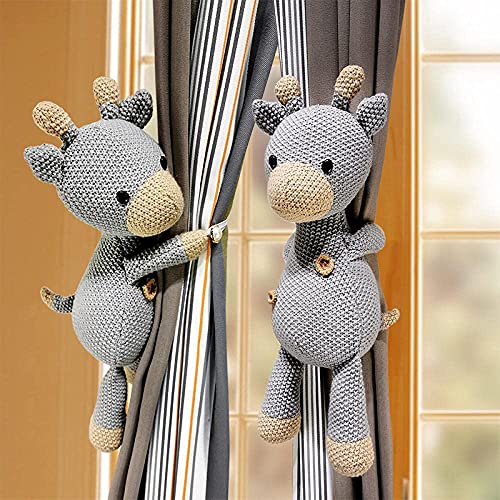 2 Stück Cartoon Vorhang Schnalle Raffhalter Tier Strap Vorhang Haken Vorhang Clip Raffhalter für Kinder Kinderzimmer Fenster Dekorationen (Grauer Hirsch) von N\C