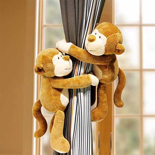NC Vorhang-Raffhalter aus Stoff und Plüsch, Cartoon-Tiere, 2 Stück, 30 cm x 3 cm, B von NC