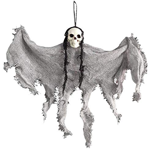 N/K Halloween deko 35x30 cm Schädelkopf hängenden Geist Halloween Tür Wanddekoration Halloween hängende Leiche Stoff Geist Anhänger Horror Dekor von N/K