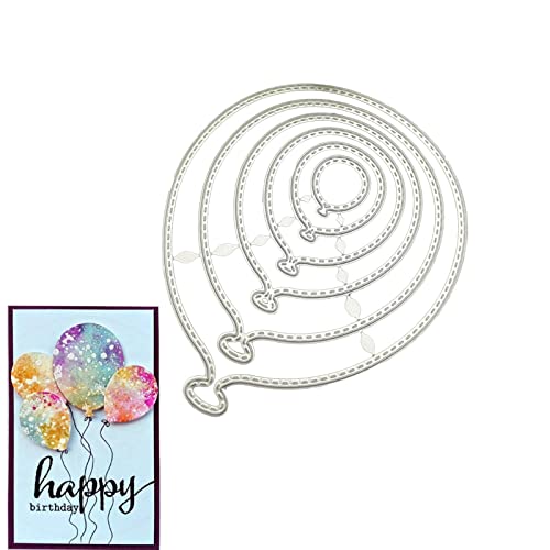 Vulevirtue 1stück Ballon Metall Prägeschablonen,Stanzschablone Metall Stanzformen,Für Diy Scrapbooking Album Bastel GrußKarte，10.6x8.9cm/4.17x3.50inch von Vulevirtue