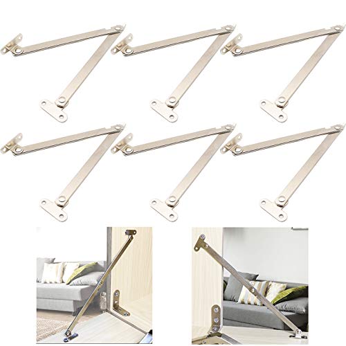 Mnixy 6 stück Edelstahl Möbel Tür Deckelstütze Scharnier, Klappscharnier für Schranktüren, für Zuhause Möbel Kleiderschrank Schrank Box Koffer, Gray von Mnixy