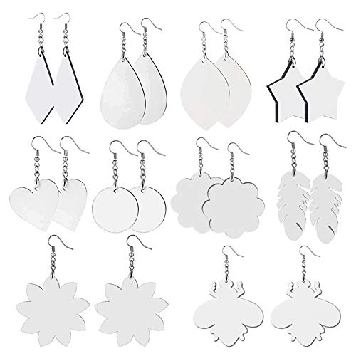 Allazone 10 Paare Sublimation Blanko Ohrringe, 10 Formen Sublimatable Weiße Ohrringe, Leere Schlüsselanhänger Sublimation Schlüsselanhänger, DIY Ohrring Bastelbedarf, DIY Ohrring Bastelbedarf Allazone 10 Paare Sublimation Blanko Ohrringe, 10 Formen Sublimatable Weiße Ohrringe, Leere Schlüsselanhänger Sublimation Schlüsselanhänger, DIY Ohrring Bastelbedarf, DIY Ohrring Bastelbedarf von Allazone