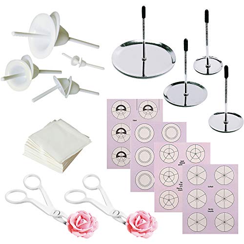 N|A Woohome 16 Stück Icing Blumennagel Set, 4 Größe Icing Blumennägel und 8 Größe Lilie Kuchen Blumennägel, Blumenheber, Kuchenblumen Nagelpapier für Die Vereisung von Blumendekoration von Woohome